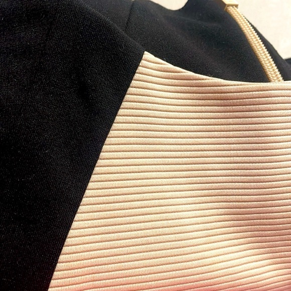 LIPSY Elegant Black and Cream Sleeveless Shoulderpad Ribbed Dress Zip  Closure 8 - Picture 2 of 14